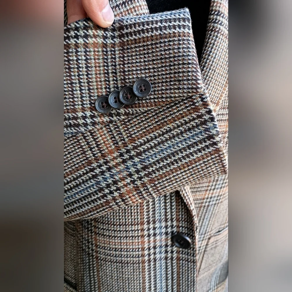 Vintage Jos A Bank Reserve  Men's Wool And Cashmere Made In Italy Plaid Blazer